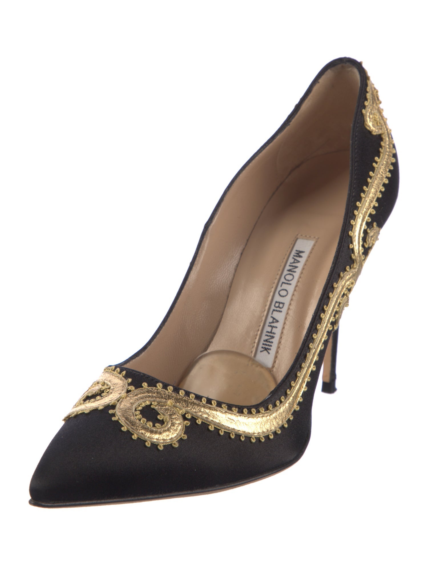 Manolo Blahnik Satin Colorblock Pattern Pumps